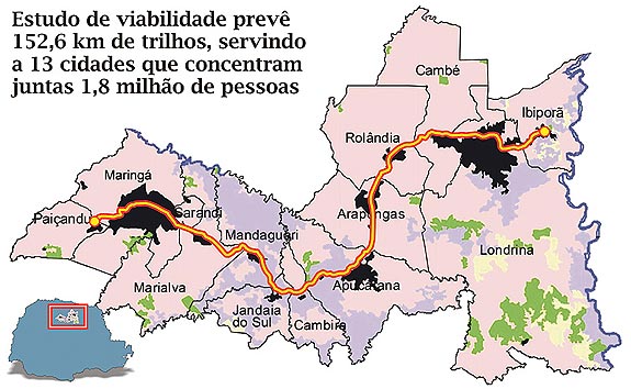 Trem visa levar passageiros de Paiçandu a Ibiporã